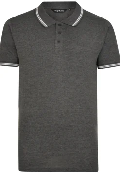 Outlet Bigdude Tipped Polo Shirt Charcoal Polo Shirts