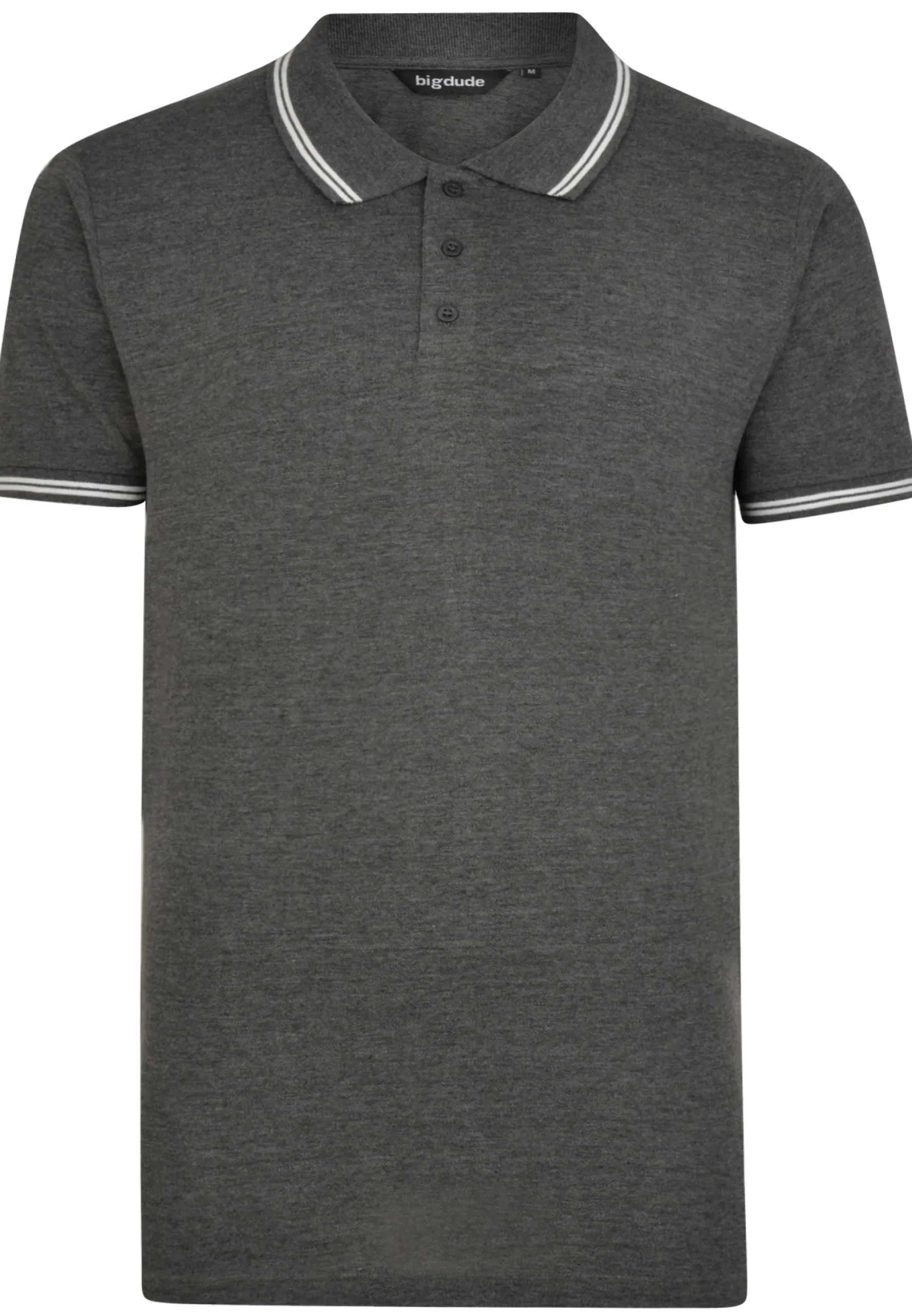 Outlet Bigdude Tipped Polo Shirt Charcoal Polo Shirts