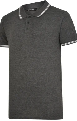 Outlet Bigdude Tipped Polo Shirt Charcoal Polo Shirts