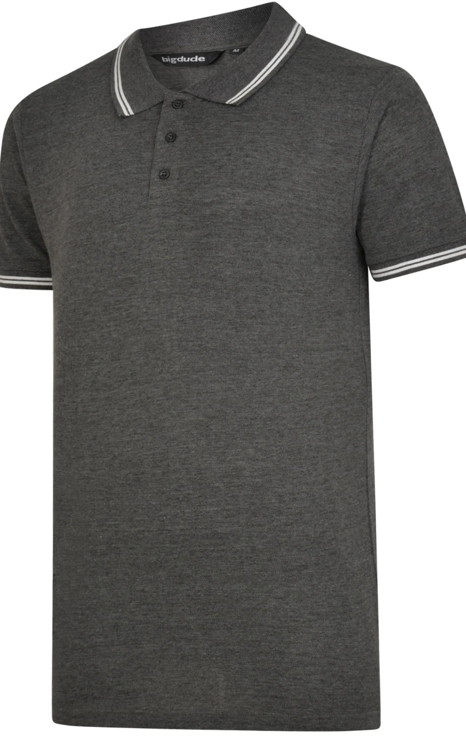 Outlet Bigdude Tipped Polo Shirt Charcoal Polo Shirts
