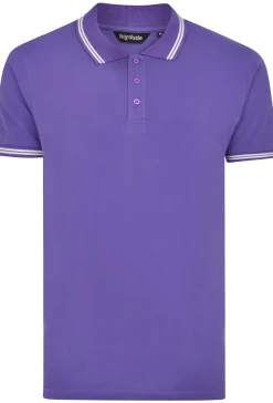Discount Bigdude Tipped Polo Shirt Purple Polo Shirts
