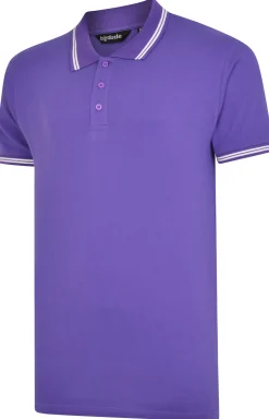 Discount Bigdude Tipped Polo Shirt Purple Polo Shirts