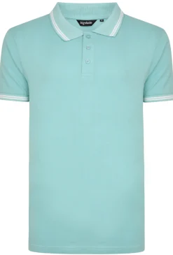 Hot Bigdude Tipped Polo Shirt Turquoise Polo Shirts