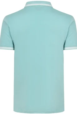 Hot Bigdude Tipped Polo Shirt Turquoise Polo Shirts