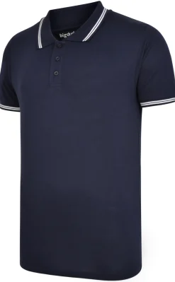Hot Bigdude Tipped Polo Shirt Navy Polo Shirts