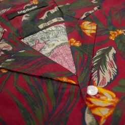 Clearance Bigdude Tropical Trees Viscose Relaxed Collar Shirt Pepper Red Casual Shirts