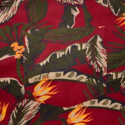 Clearance Bigdude Tropical Trees Viscose Relaxed Collar Shirt Pepper Red Casual Shirts