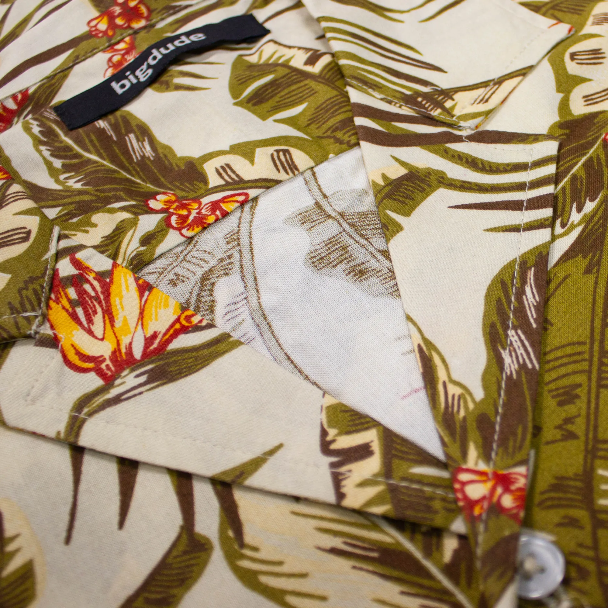 Discount Bigdude Tropical Trees Viscose Relaxed Collar Shirt White Casual Shirts