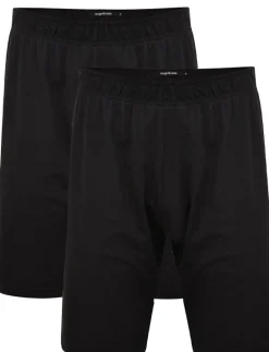 Clearance Bigdude Twin Pack Classic Pyjama Shorts Black Pajama Bottoms|Pajamas