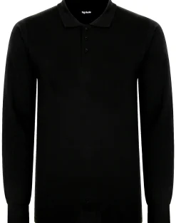 Clearance Bigdude Twin Pack Long Sleeve Polos Black/Navy Polo Shirts