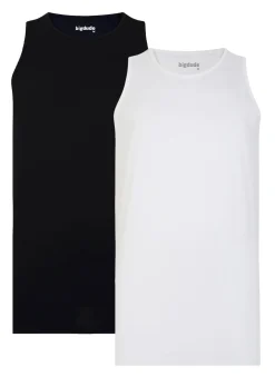 Sale Bigdude Twin Pack Plain Vests Black/White Tank Tops