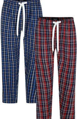 Outlet Bigdude Twin Pack Woven PJ Pants Blue/Red Pajamas|Pajama Bottoms