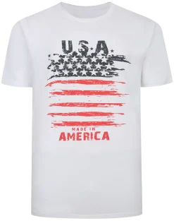 Fashion Bigdude USA Print T-Shirt White T-shirts
