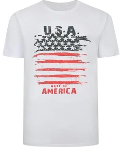 Hot Bigdude USA Print T-Shirt White Tall T-shirts