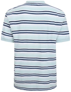 Hot Bigdude Varsity Striped Pique Polo Light Blue Polo Shirts