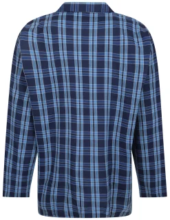 Best Bigdude Woven Checked PJ Set Long Navy/Blue Pajama Sets|Pajamas