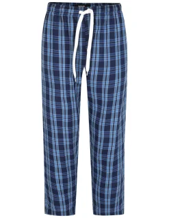Best Bigdude Woven Checked PJ Set Long Navy/Blue Pajama Sets|Pajamas