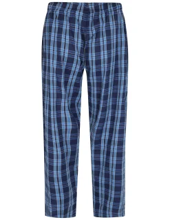 Best Bigdude Woven Checked PJ Set Long Navy/Blue Pajama Sets|Pajamas