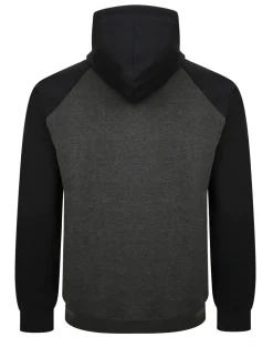 Online Bigdude Zip Thru Raglan Sleeve Hoody Black/Charcoal Tall Hoodies